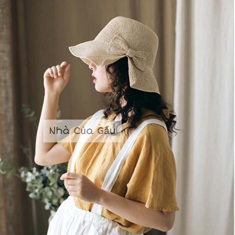 Nón cói đính nơ bảng bự
