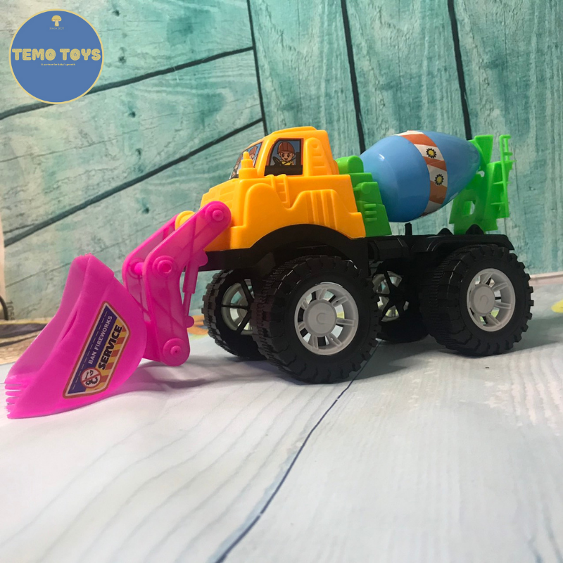 Đồ chơi Ô Tô Xe Ben Trộn Bê Tông Máy Xúc Xe Công Trình cho bé trai Temo Toys