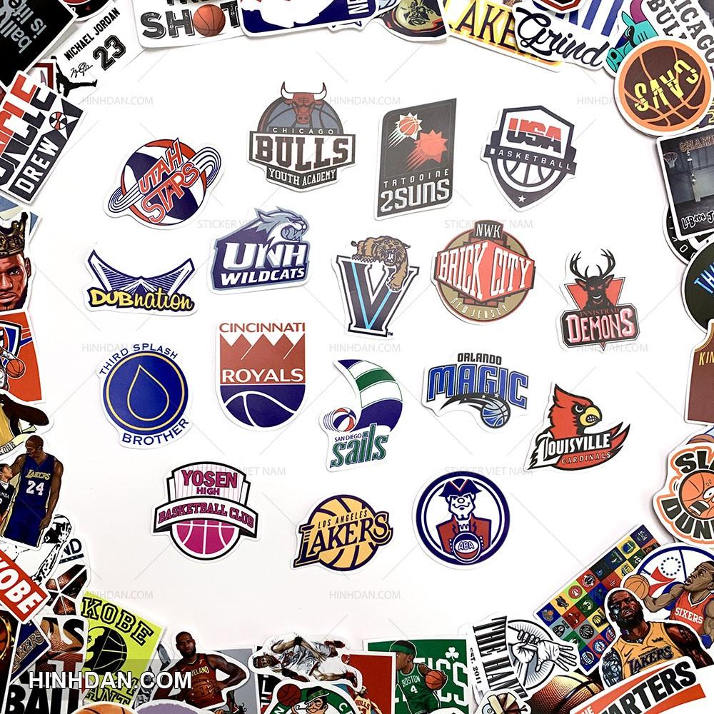 NBA Sticker - Hình dán Bóng Rổ - Dán Trang Trí - Chất Liệu PVC Cán Màng Chất Lượng Cao Chống Nước, Chống Nắng, Không Bong Tróc Phai Màu - Kích thước 4-7cm