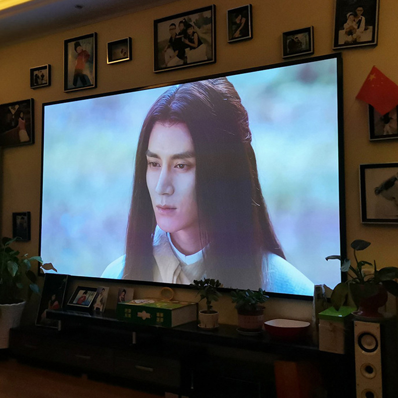 Màn chiếu treo tường 100inch dễ sử dụng hình ảnh chiếu sắc nét vải màn bền bỉ có thể gấp lại không nhăn không hạn chế góc nhìn T1