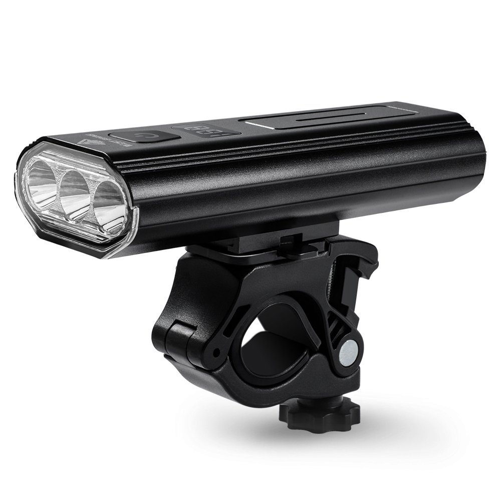 Đèn pha không thấm nước bằng hợp kim nhôm dành cho xe đạp không thấm nước sạc USB với màng hình hiển thị