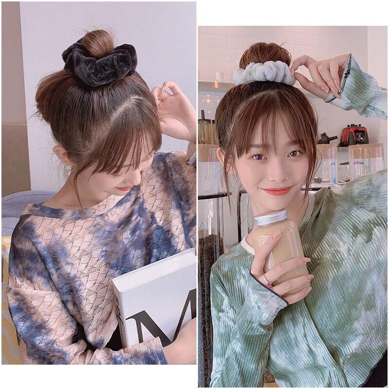 Dây buộc tóc, cột tóc Scrunchies co giãn nhung lông mềm mịn nhiều màu thời trang cho nữ