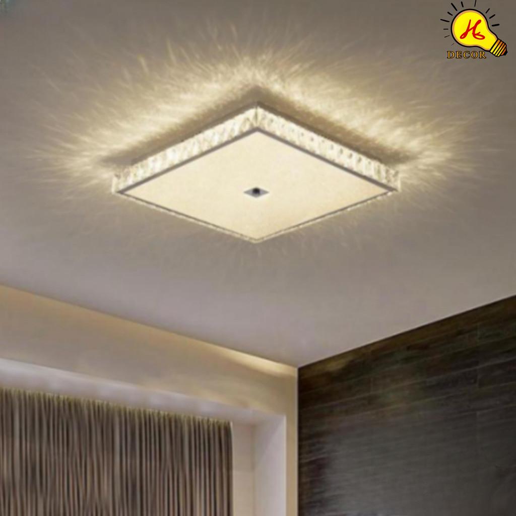 Đèn ốp trần pha lê phòng khách, phòng ngủ HQ - mã PLM0541 - thiết kế tinh tế, ánh sáng 3 màu, tiết kiệm điện HQ DECOR (HÀNG NHẬP KHẨU)