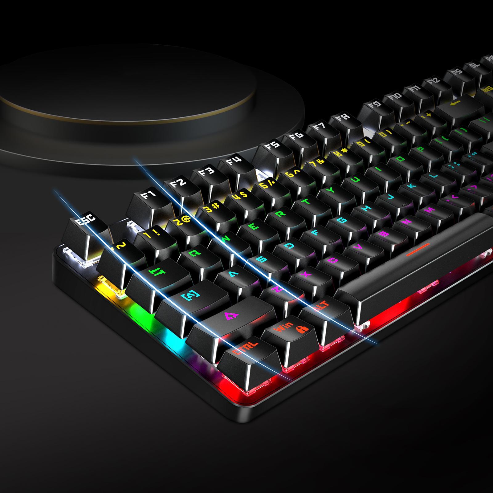 Gaming Mini Compact 87 Keys Wired Mechanical Keyboard LED USB for Gamer Black
