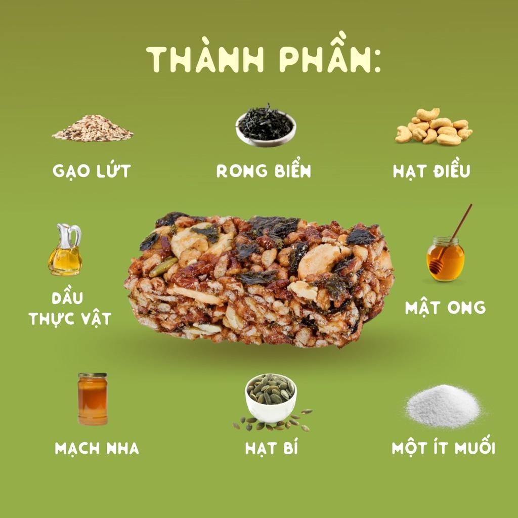 Thanh gạo lứt rong biển nhiều hạt dinh dưỡng - Ăn vặt lành mạnh, năng lượng bền bỉ