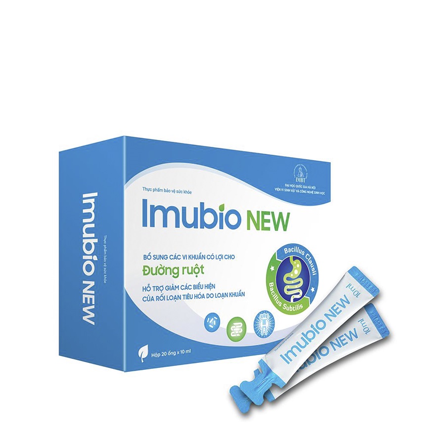 Imubio New Bổ sung vi khuẩn có lợi cho đường ruột, hỗ trợ giảm các biểu hiện của rối loạn tiêu hóa - Hộp 20 ống 