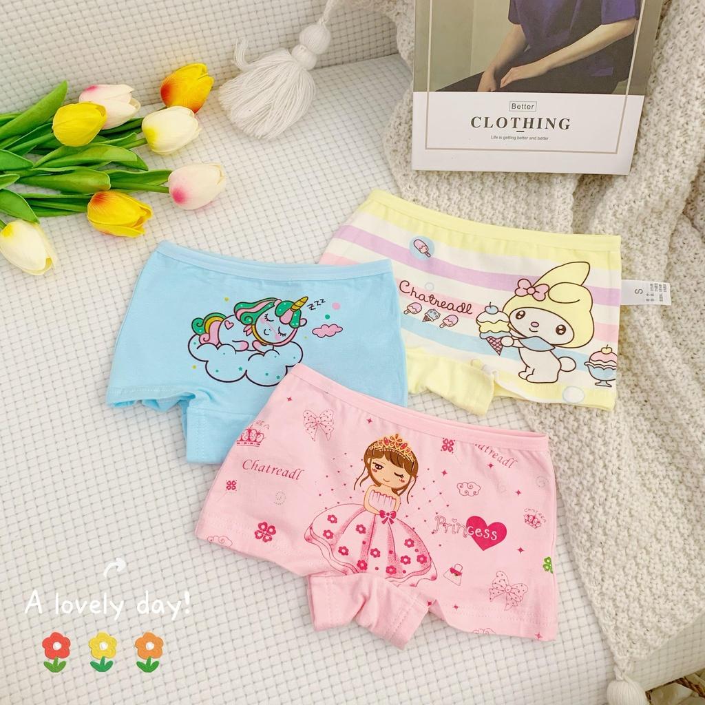 Quần chip đùi bé gái, quần lót trẻ em cotton cao cấp mềm mịn hello kitty, elsa, pony, mickey