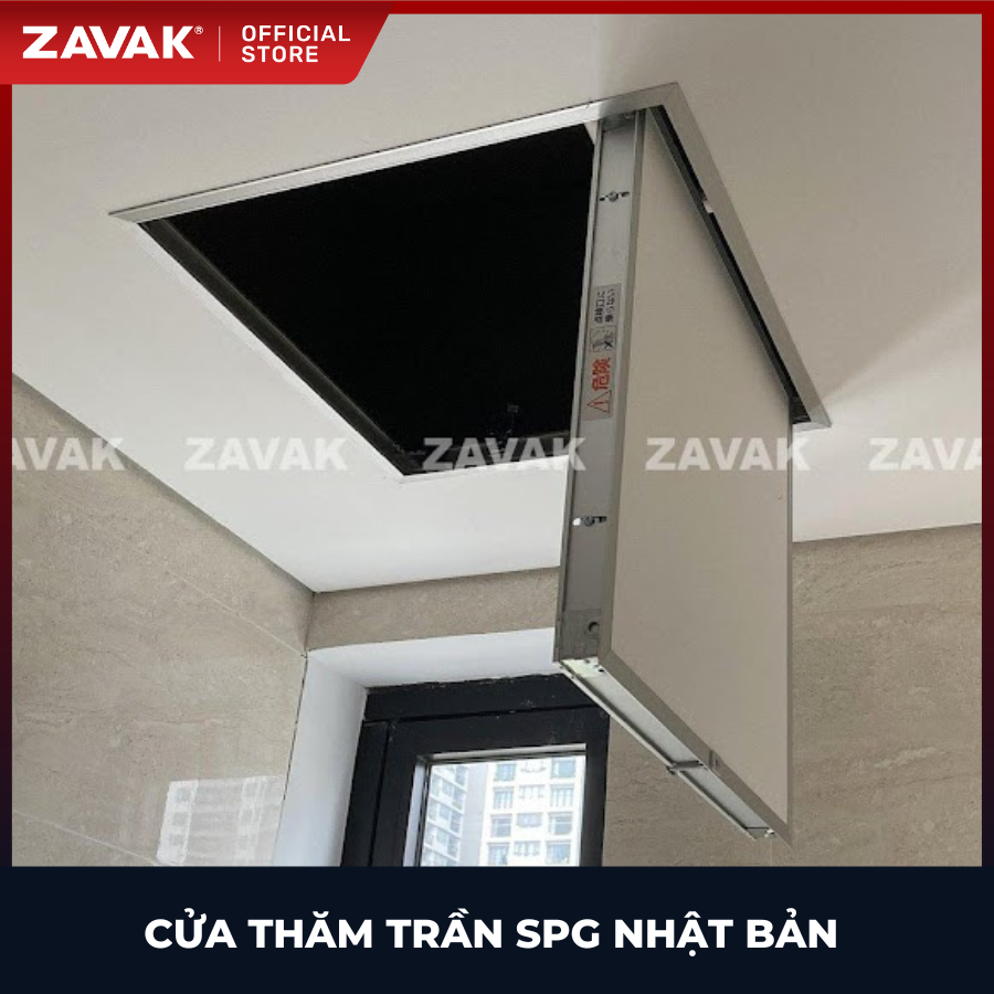 Nắp cửa thăm trần thạch cao 45x45cm SPG-68345 - Nhật Bản, Khung nhôm có bản lề mở thả xuống, sơn tĩnh điện màu Trắng.