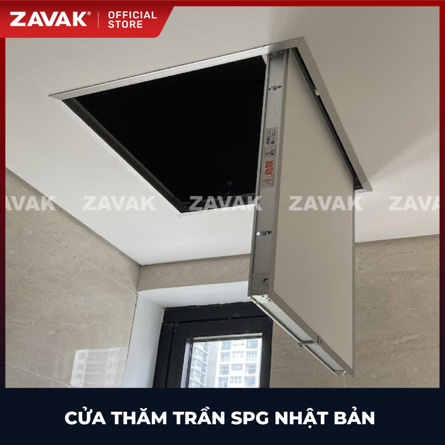 Nắp cửa thăm trần thạch cao 60x60cm SPG-68360 - Nhật Bản, Khung nhôm có bản lề mở thả xuống, sơn tĩnh điện màu Trắng.