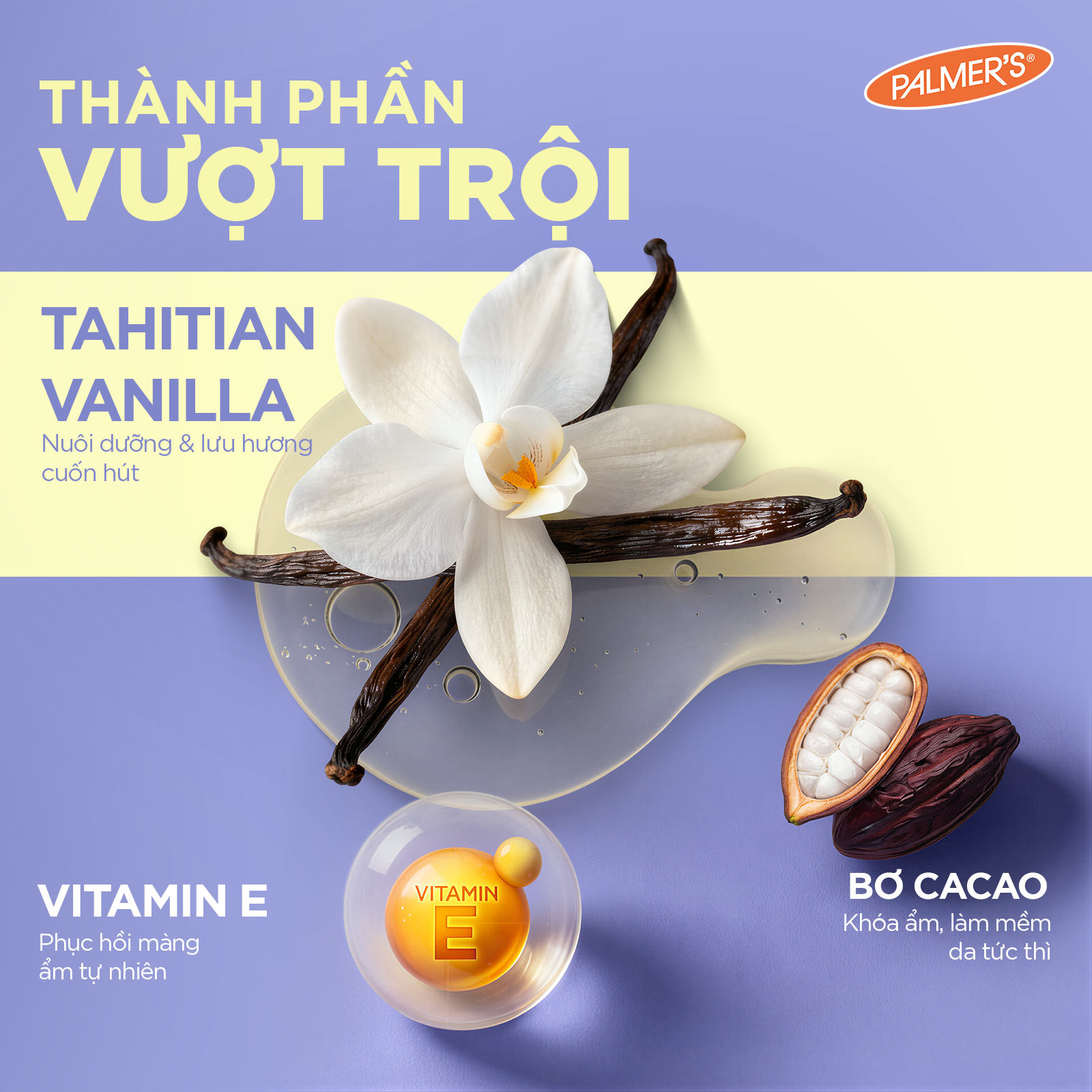 [Mới] Combo Dưỡng Thể Khóa Ẩm &amp; Phục Hồi Da Palmer's Tahitian Vanilla - Dầu Dưỡng Thể 192ml &amp; Kem Dưỡng Thể 250g