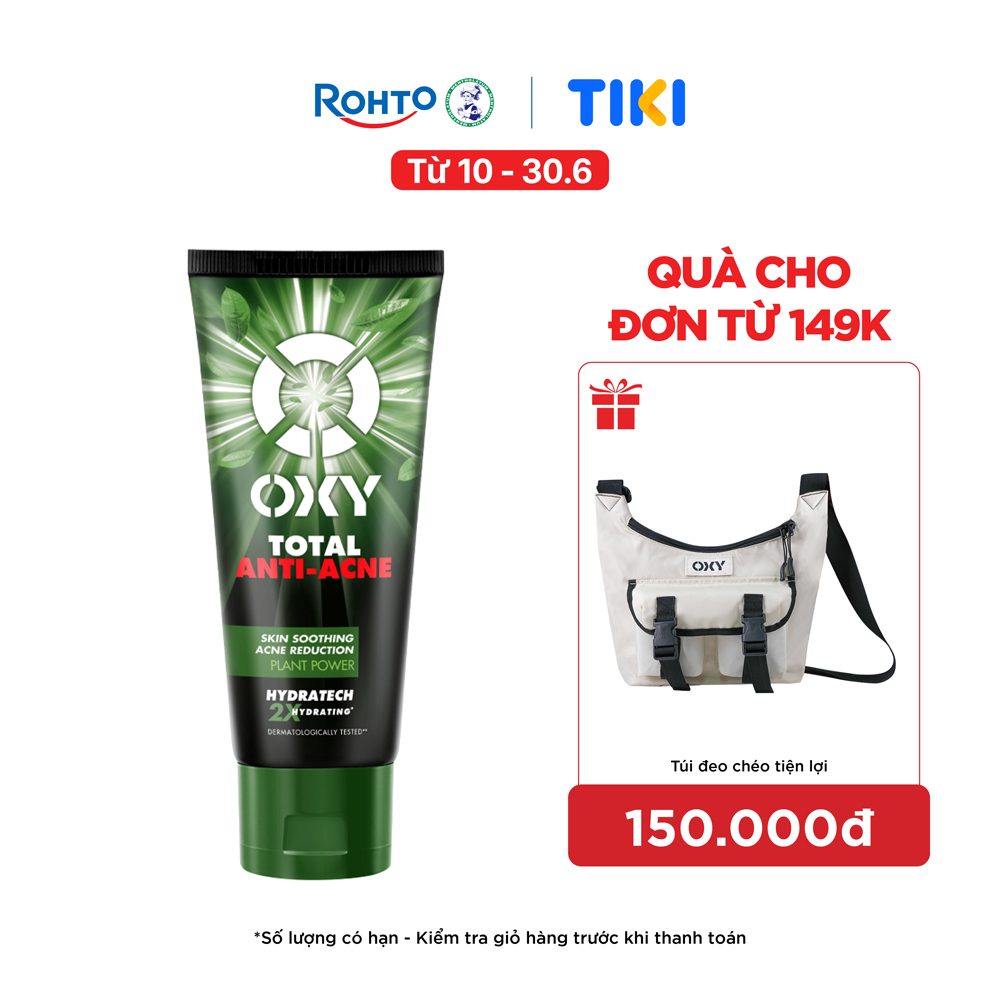 Sữa rửa mặt cho nam Oxy sạch sâu giảm mụn kiểm soát nhờn dạng kem Oxy Total Anti Acne 100g