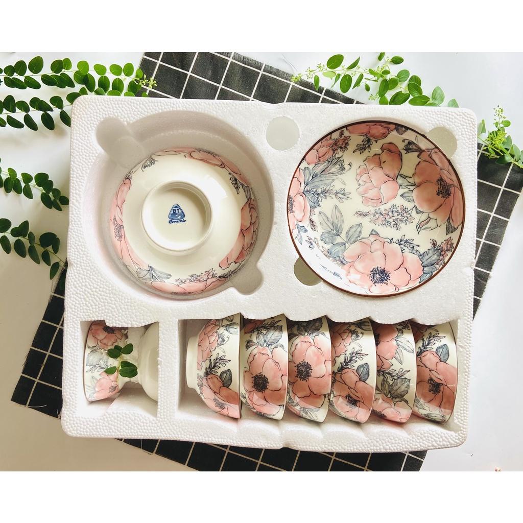 Bộ đồ ăn 11 món bát, đĩa, tô, chén gốm sứ cao cấp ,bộ tô chén,bộ bát đĩa gốm sứ cao cấp