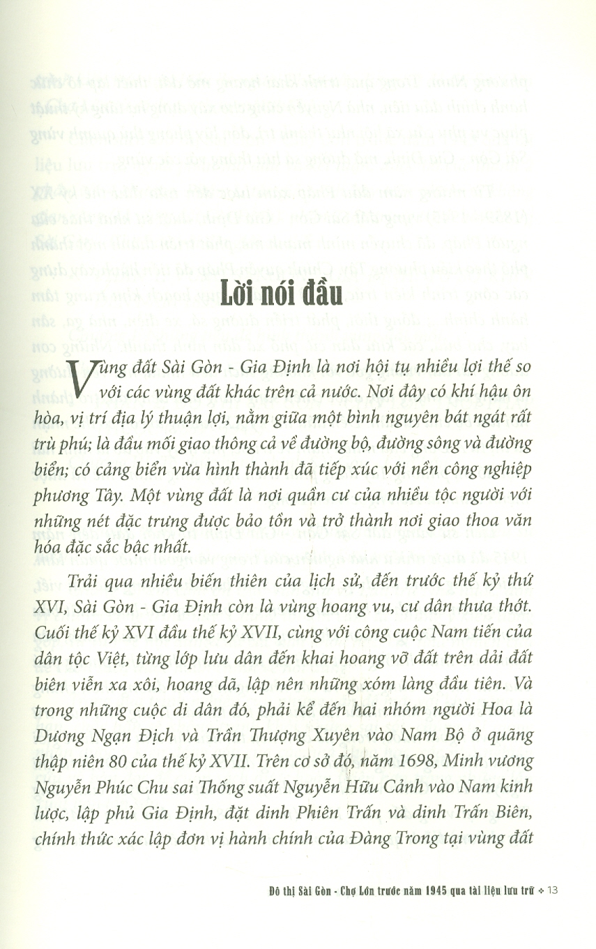 ĐÔ THỊ SÀI GÒN CHỢ LỚN TRƯỚC NĂM 1945 - QUA TÀI LIỆU LƯU TRỮ (Cục Văn Thư Lưu Trữ Nhà Nước - Trung tâm Lưu trữ Quốc Gia II)