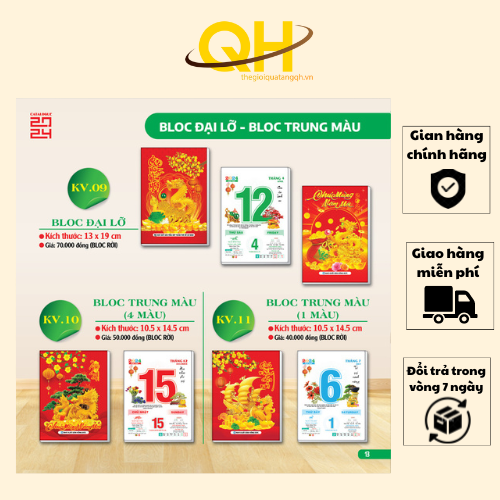 Bloc Lịch Tết 2024 Đại Lỡ Trung Màu Đặc Biệt Cao Cấp KV09 & 10 & 11