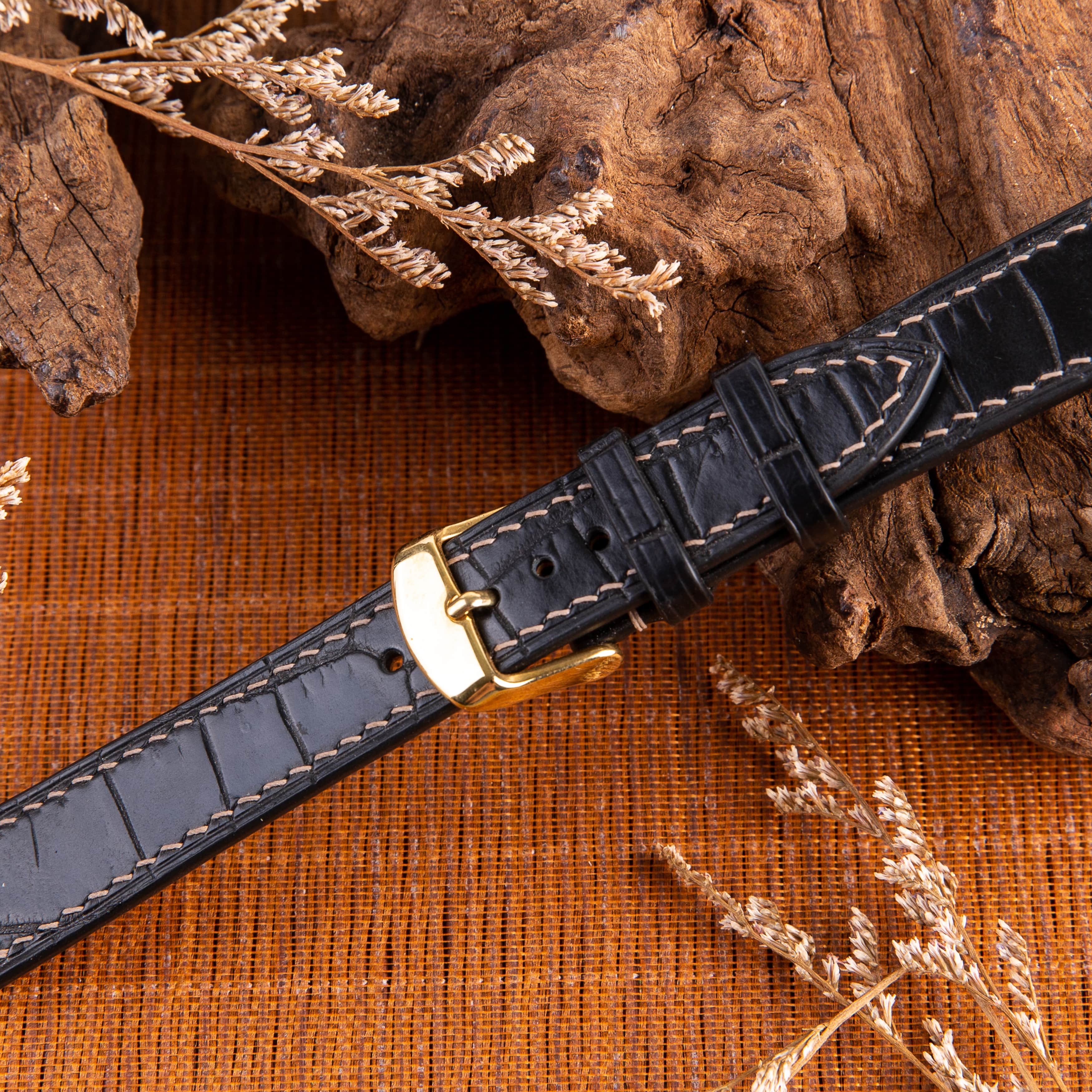 Dây đồng hồ da màu đen