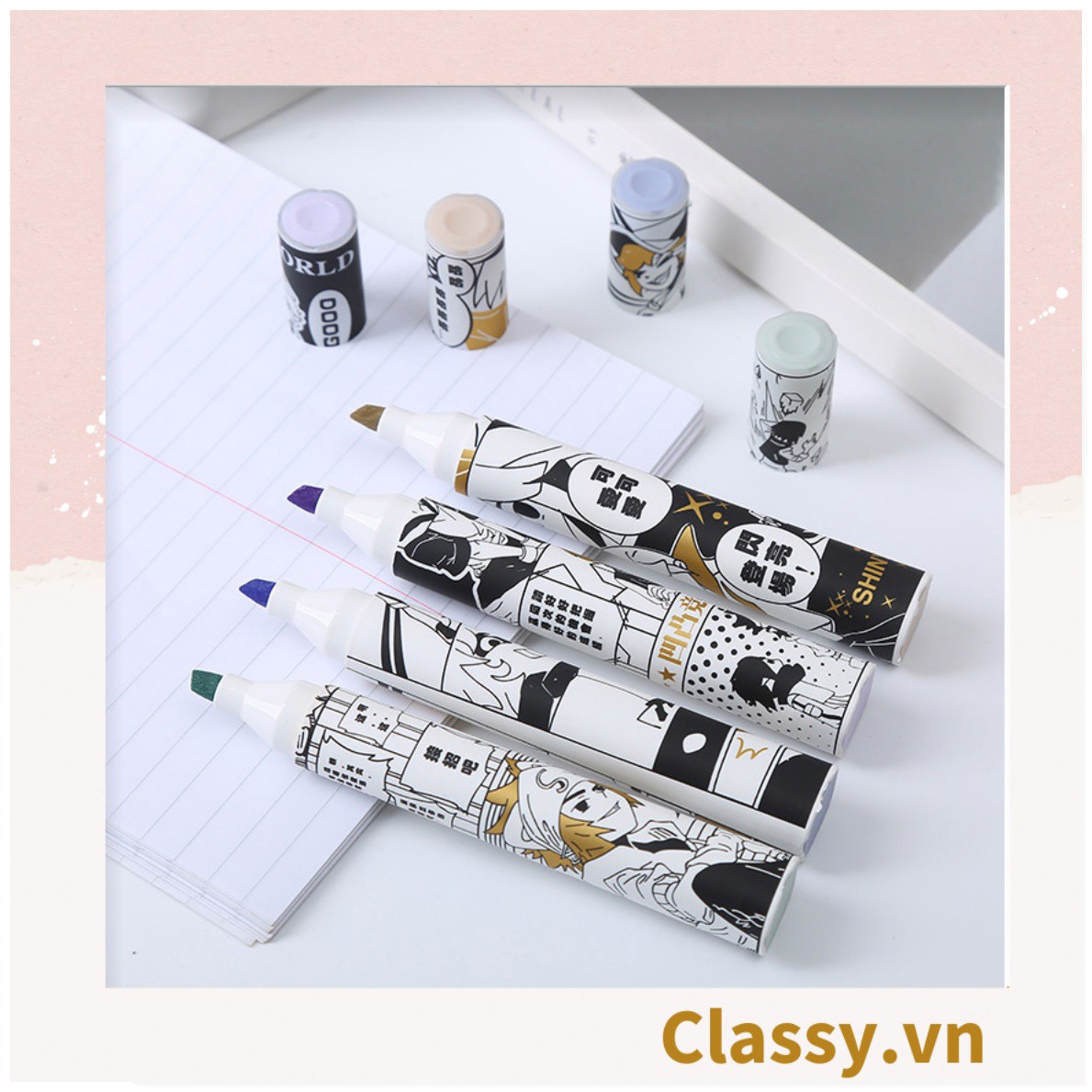 Classy Hộp 4 bút highlight, bút dạ quang, bút đánh dấu tiện lợi PK1536