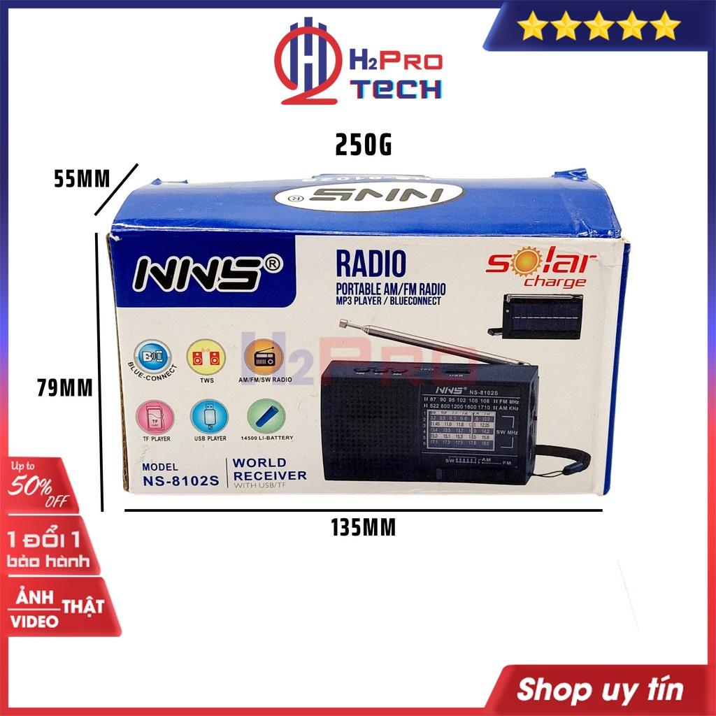 Đài Radio Đa Năng NS-8102S Fm/Am/Sw, Bluetooth/Usb/Thẻ Nhớ, Sạc Năng Lượng Mặt Trời, Đài Nghe Nhạc Cao Cấp-H2Pro Tech