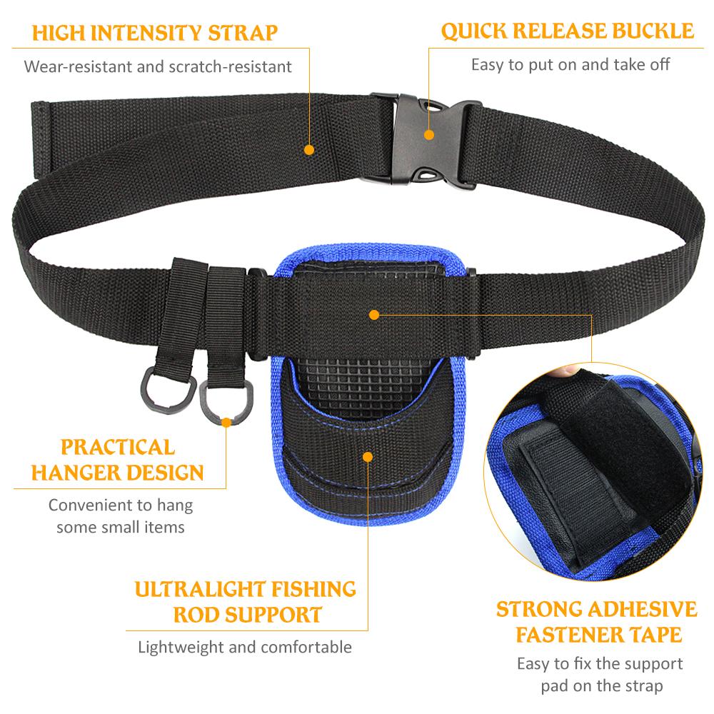 Fishing Rod Support Belt Adjustable Fishing Pole Oxford Waist Belt Fishing Tackle Holder Padded Waist Belt