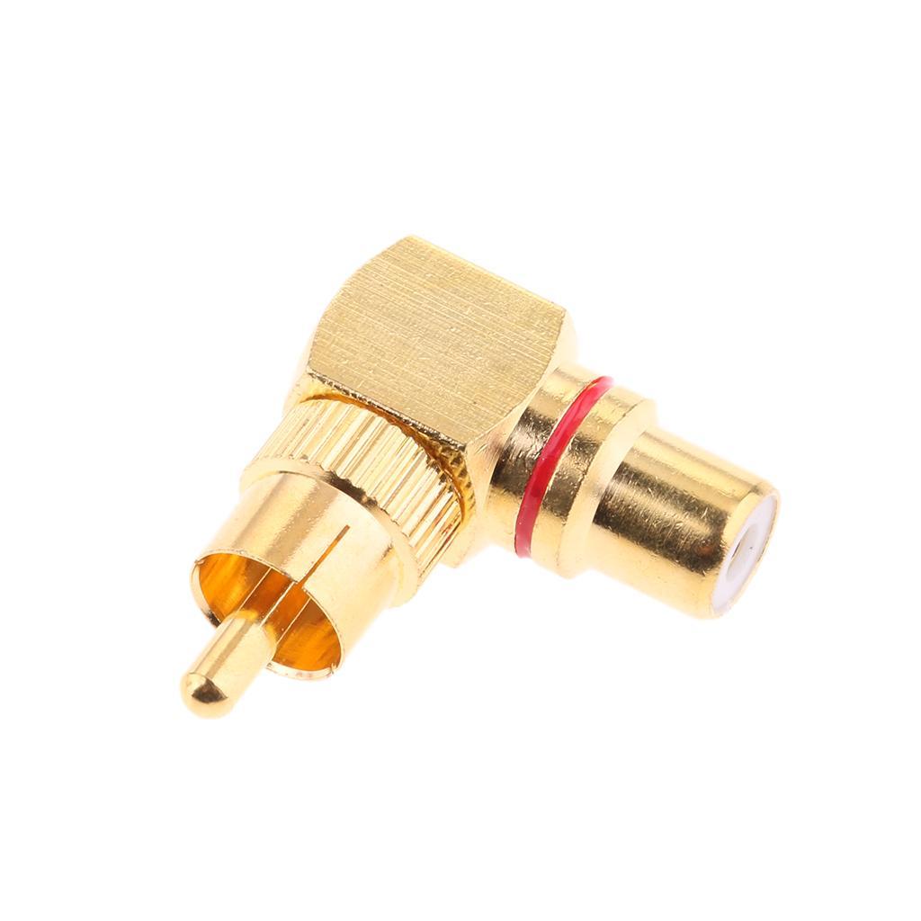 2-6pack 2x Right Angle RCA Adaptor Plug Male to Female 90 Degrees Gold Plated