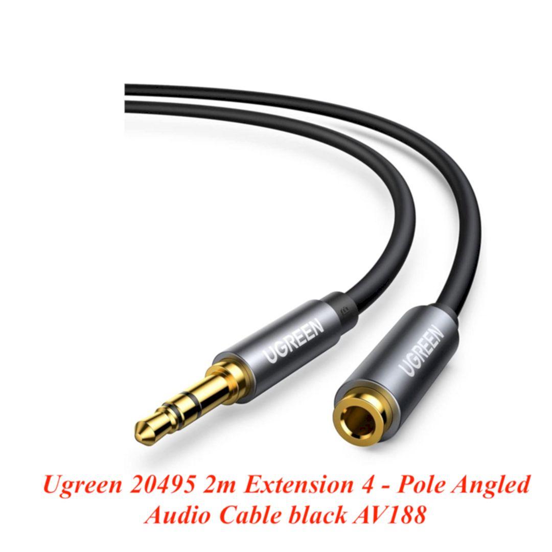 Ugreen UG20495AV188TK 2M 4 khấc Màu Đen 90 độ Cáp âm thanh 3.5mm nối dài hổ trợ Hi-Fi Stereo TRRS - HÀNG CHÍNH HÃNG
