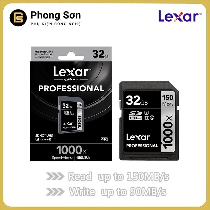 Thẻ nhớ Lexar SDHC 32GB Pro 1000X 150mb/s, UHS II U3 Dành cho máy ảnh (Hàng nhập khẩu)