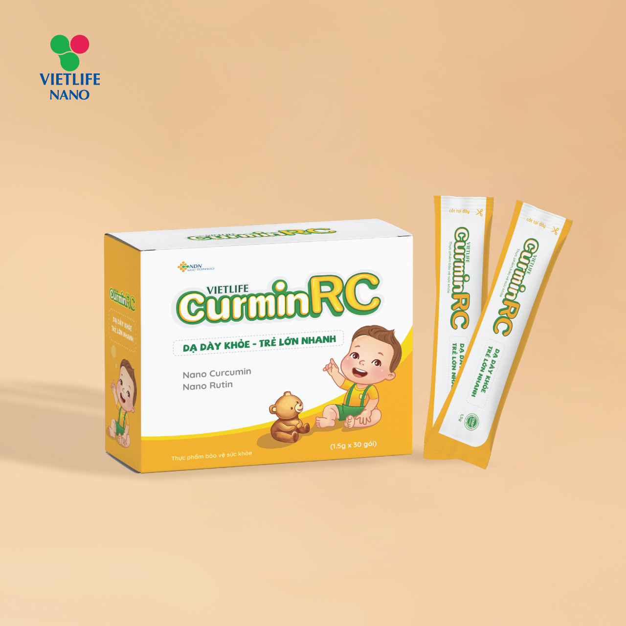 Vietlife Curmin RC 30 GÓI Hỗ trợ giảm nguy cơ viêm loét dạ dày - tá tràng, hỗ trợ tăng cường cho trẻ em