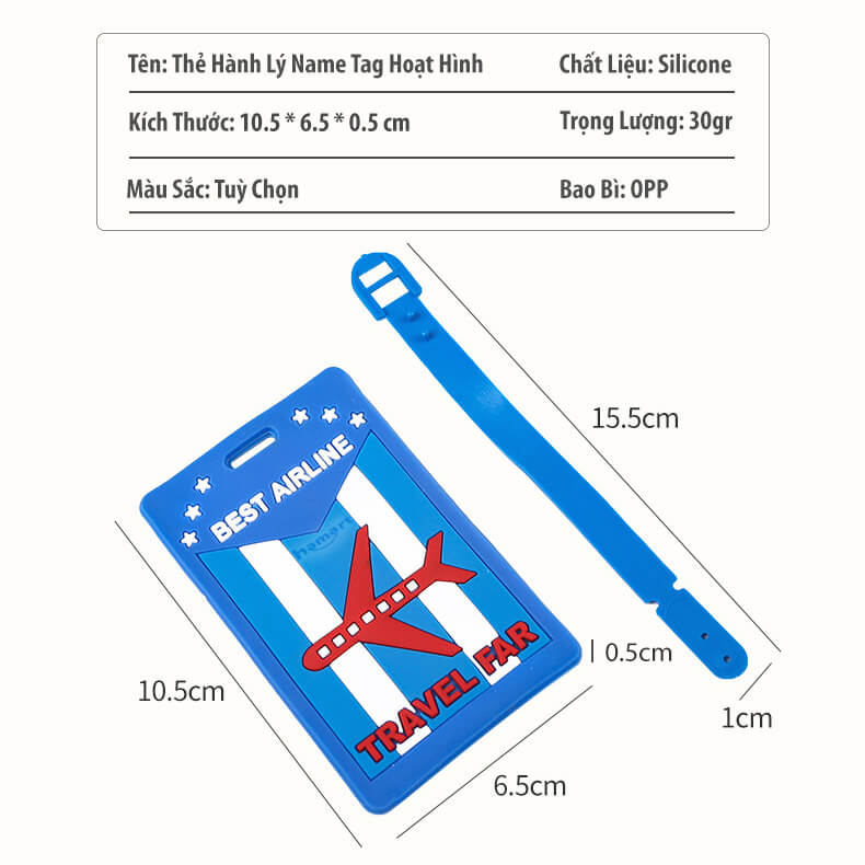 Thẻ Hành Lý Name Tag Vali Du Lịch Móc Treo Cặp Sách Balo Cho Bé Đánh Dấu Ghi Tên Dễ Thương