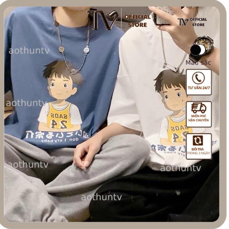Áo thun tay lỡ nam nữ, áo phông unisex form rộng chất cotton in hình baby