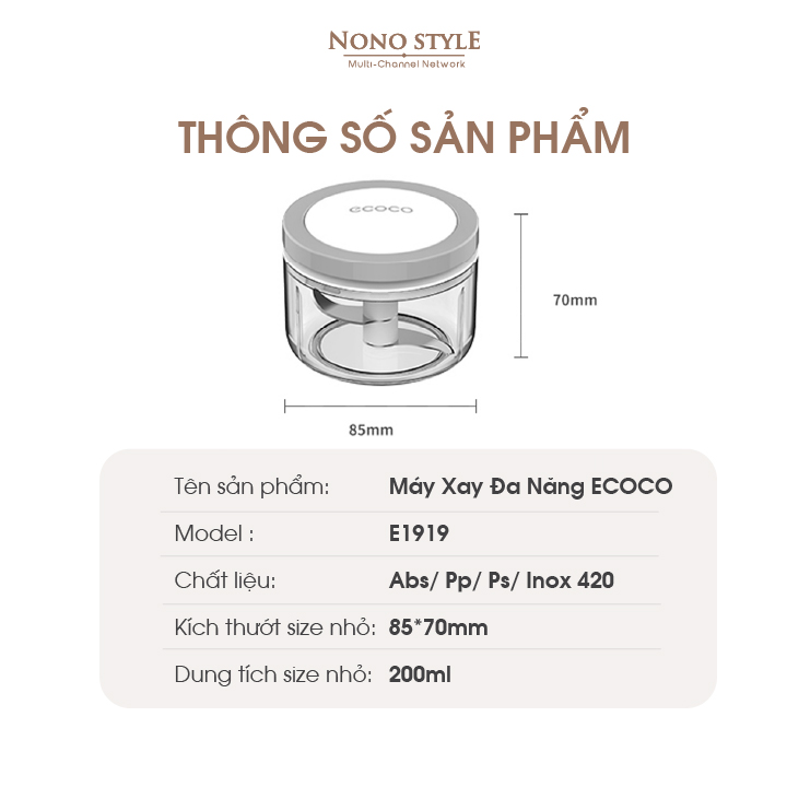 Dụng Cụ Xay Tỏi Ớt ECOCO - Hàng Chính Hãng