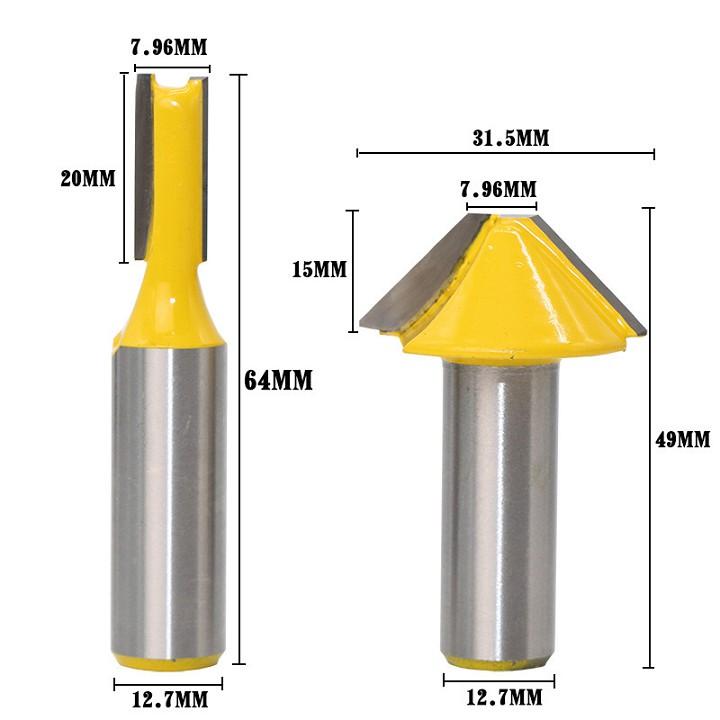 Bộ 2 mũi phay gỗ ghép nan- Mũi soi gỗ cốt 12ly7