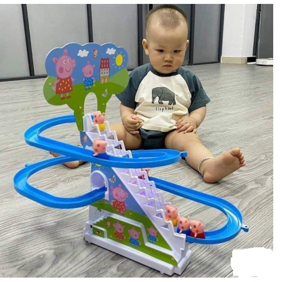 Heo leo cầu thang tuột trượt ống nước đồ chơi trong nhà cho bé