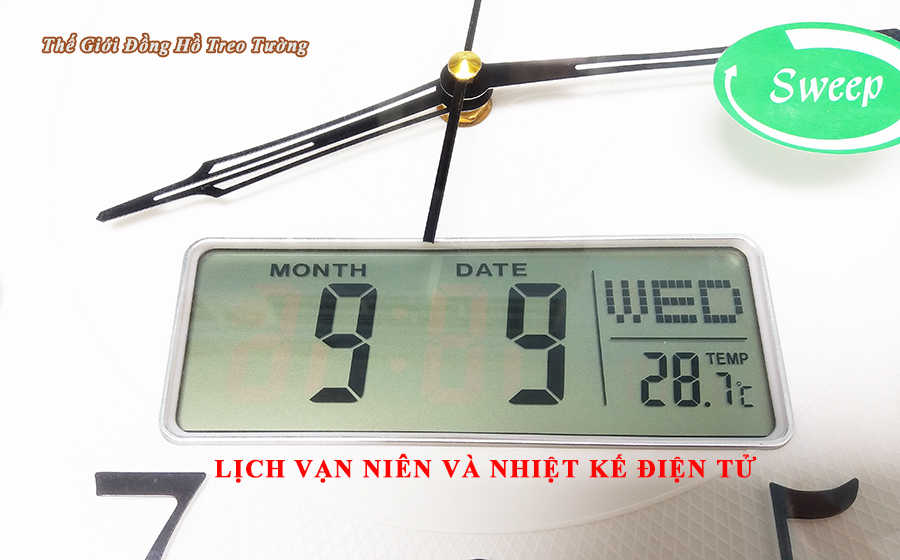 Đồng hồ NHẠC CHUÔNG Báo Giờ EASTAR Kim Trôi Nhật có 16 ĐIỆU NHẠC Báo Giờ - LỊCH Vạn Niên và NHIỆT KẾ Điện tử - Mặt Tròn Viền Mỏng - Tặng 4 Pin Maxell - BH 1 Năm