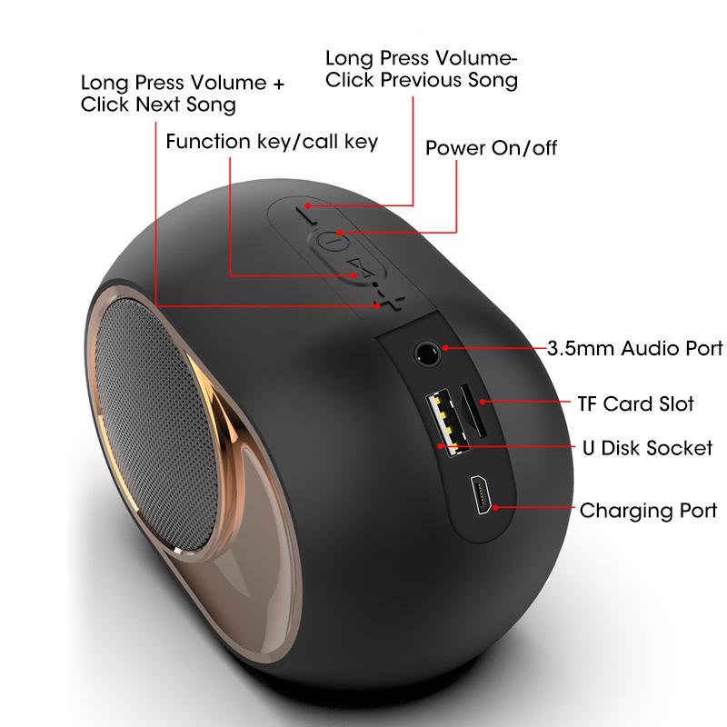 X6 Bluetooth 5.0 Loa loa không dây di động cho điện thoại PC chống thấm nước âm nhạc âm nhạc âm thanh âm thanh nổi Color: Red