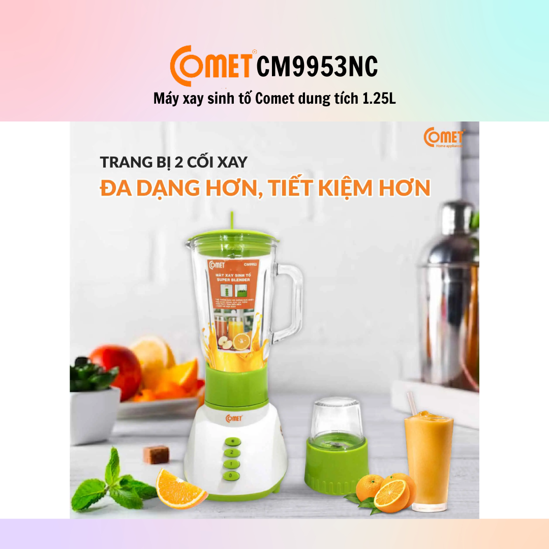 Máy xay sinh tố COMET CM9953 (Dung tích 1.25L) - Hàng Chính Hãng - Bảo Hành 12 Tháng