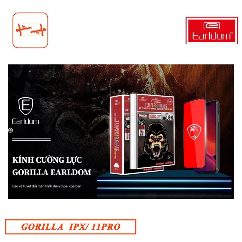 KÍNH CƯỜNG LỰC DÀNH CHO IPHONE X/ 11PRO (ĐEN) GORILLA EARLDOM 3D