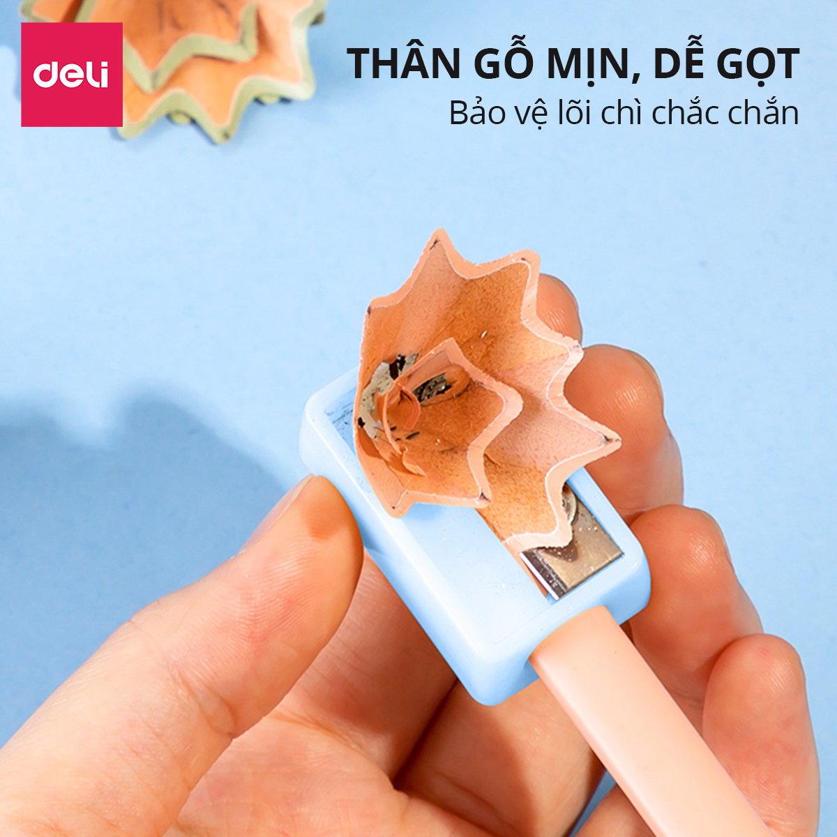 Bút Chì Gỗ 2B Lõi Dày Màu Pastel Deli - Chì Đậm Nhạy Máy Chấm Thi Học Sinh Văn Phòng Vẽ Tranh Tô Trắc Nghiệm