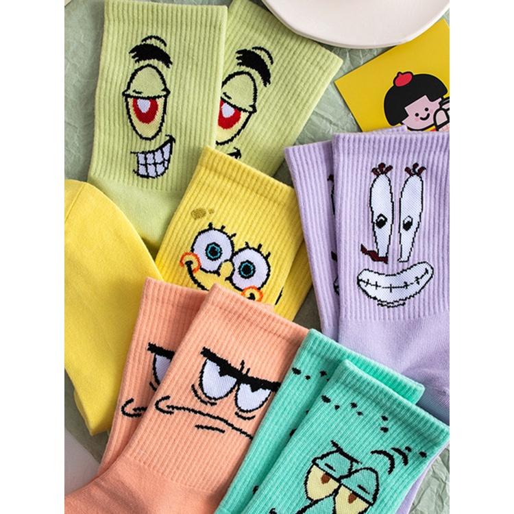 Vớ Cotton Nguyên Chất In Họa Tiết Hoạt Hình Spongebob Phong Cách Âu Mỹ Thời Trang Cho Học Sinh