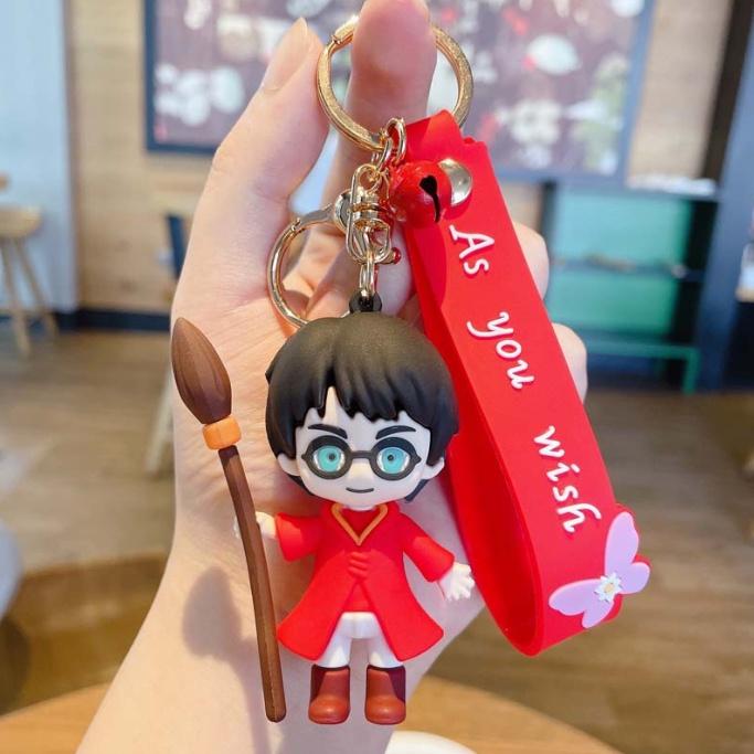 Móc khóa Harry potter 2 màu đỏ đen PVC loại tốt