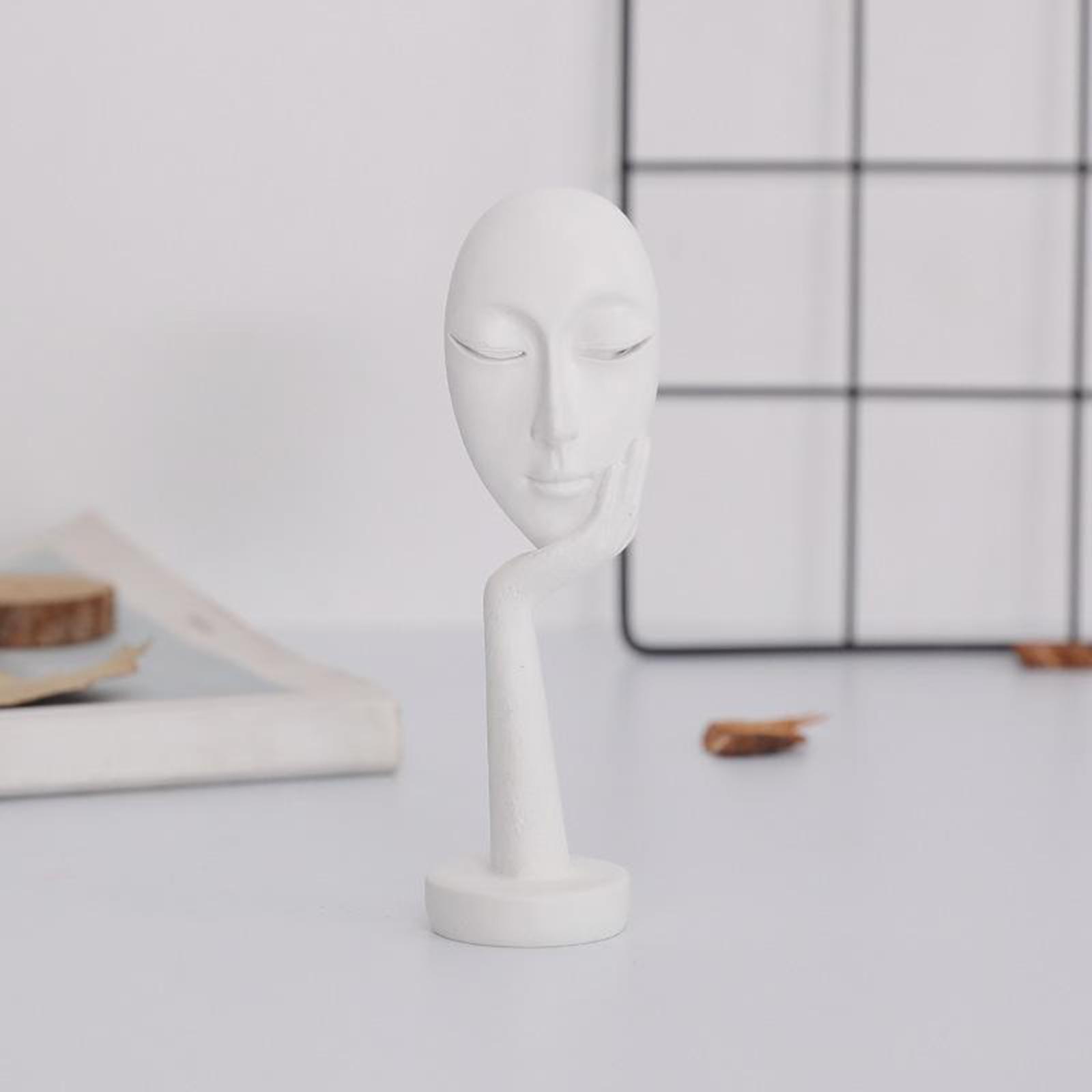 2pcs Modern Art Abstract Thinker Face Sculpture Statue Figurine Head Ornament