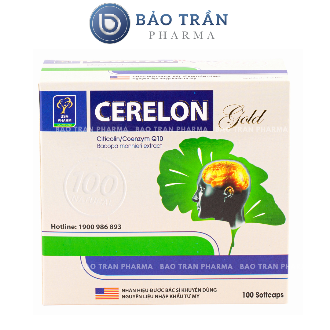 Viên bổ não Cerelon Gold Trắng - Giảm nhức đầu, hoa mắt, chóng mặt do rối loạn tiền đình - Hộp 100 viên