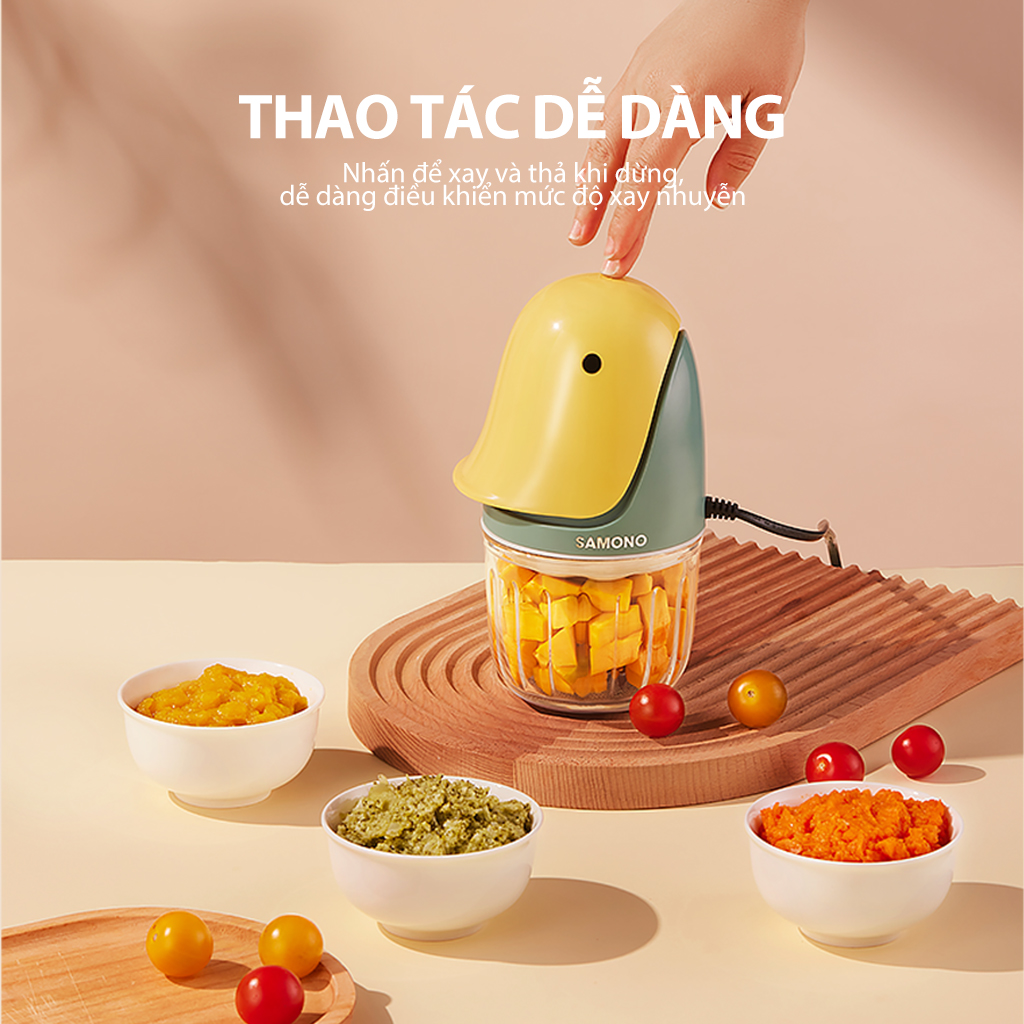 Máy xay đa năng hình con vịt SAMONO công suất 200W dung tích 350ml cối xay thủy tinh lưỡi dao inox 6 cánh SW-C200 HÀNG CHÍNH HÃNG