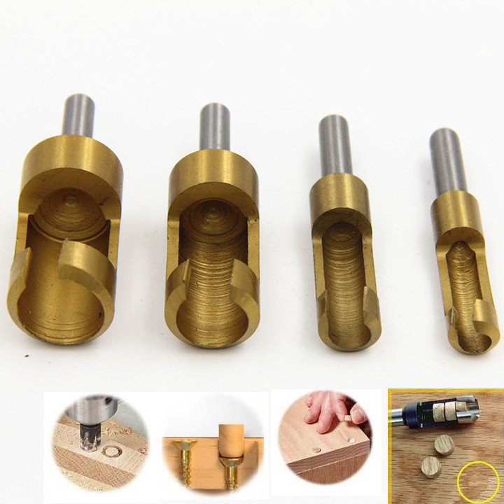 Bộ 4 mũi khoan lấy nút gỗ, lấy chốt gỗ