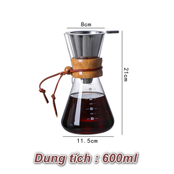 Bình Pha Cà Phê Mộc cao cấp Brewed Coffee Set 600ml - Home and Garden