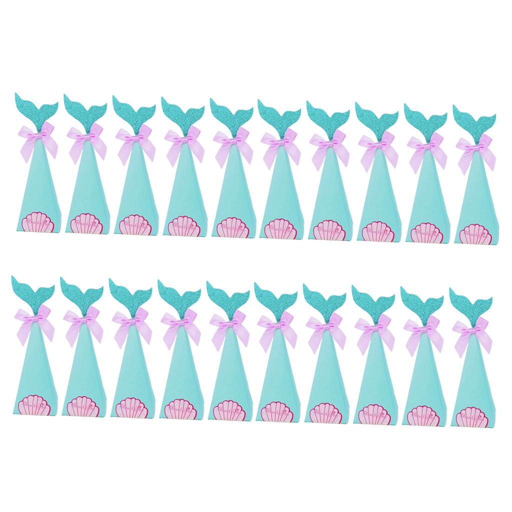 20pcs Creative Triangle Cone Mermaid Bowknot Candy Boxes Party Favor
