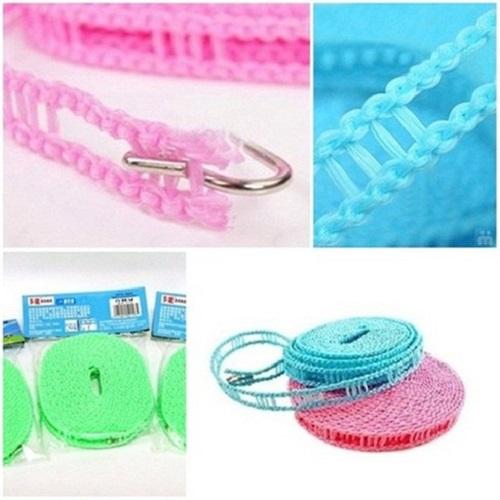 Dây Phơi Quần Áo Có Lỗ Móc Loại 5m thiết kế 2 đầu móc treo tiện lợi - Màu ngẫu nhiên - GDHN Loại Tốt