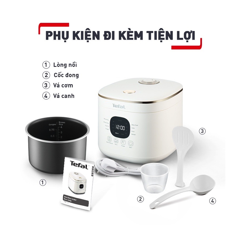 Nồi cơm điện tử mini Tefal 0.7 lít RK515168 - Hàng chính hãng