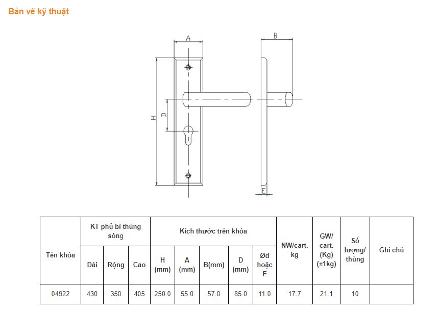 Ổ khoá cửa tay gạt Việt Tiệp 04922 hợp kim giả cổ dành cho cửa chính, cửa đi