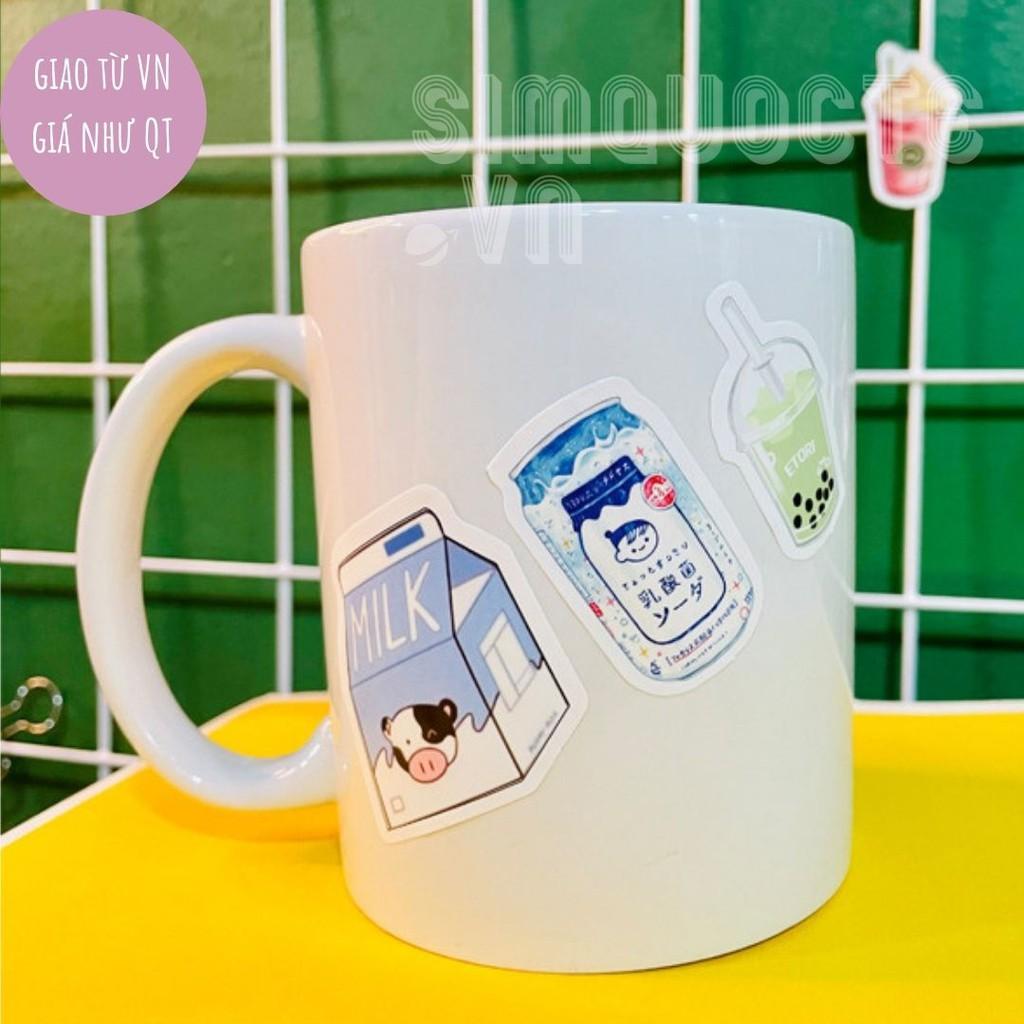 Hộp 45 sticker nhãn dán đáng yêu trang trí điện thoại vật dụng học tập gia đình Drink Bubble Box Sticker ST129