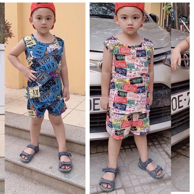 Bộ đồ lanh size đại sát nách bé trai