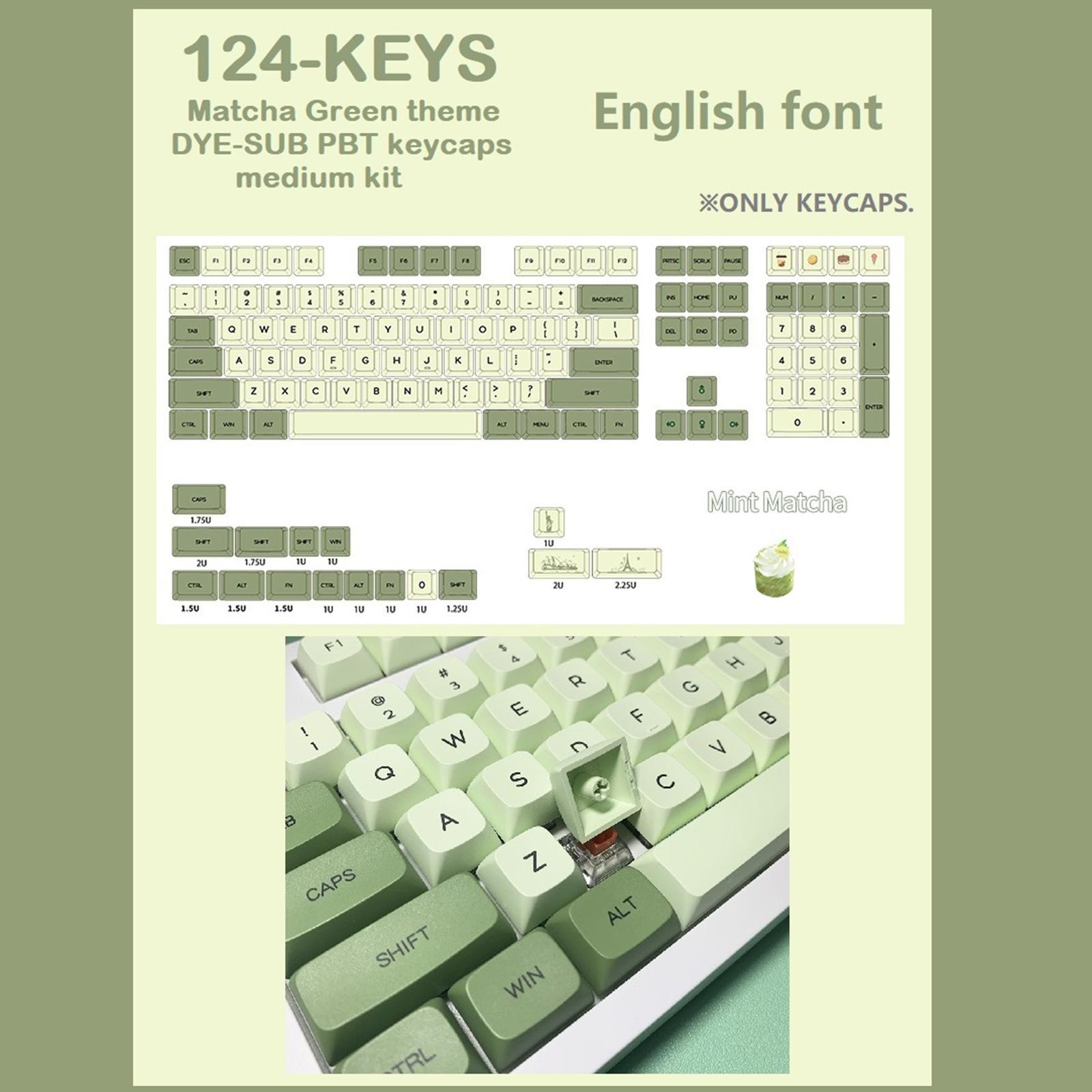 PBT 124 Keys Keycaps Cover for 61 64 72 Mechanical Keyboard Durable